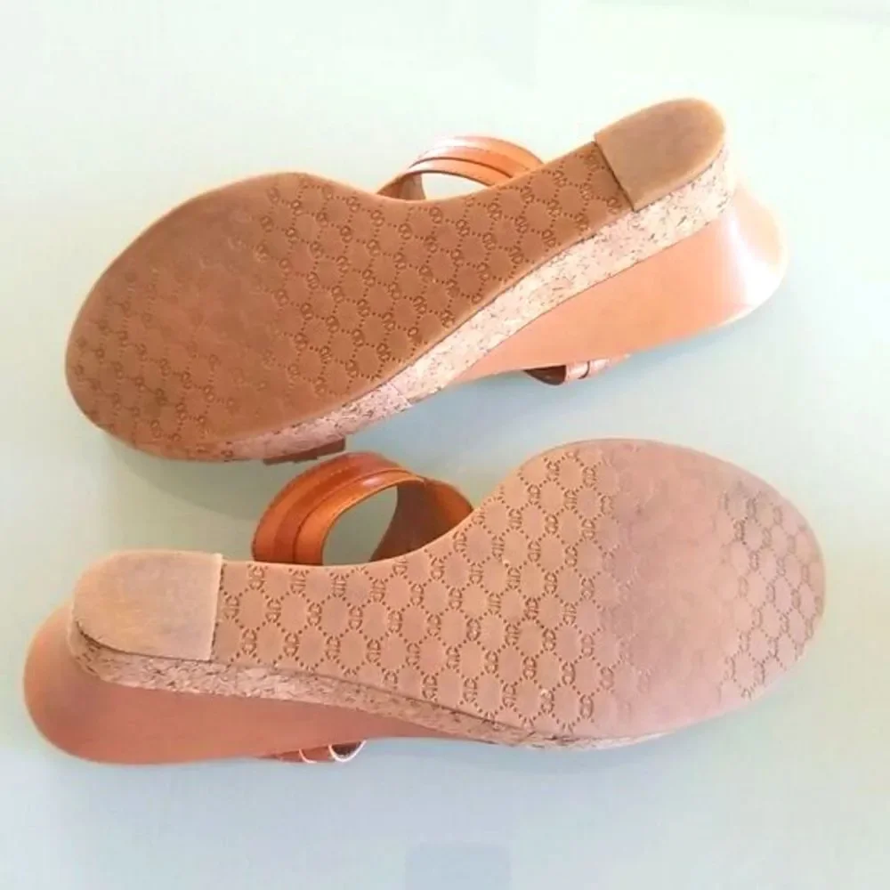 ANTONIO MELANI Jisile Y2K Leather Stone Wedges Coquette Girl Boho Chic Sz 10